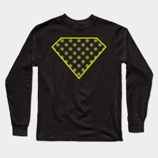 Yin Yang Diamond Design - Yellow Color with a Ball Effect Pattern Long Sleeve T-Shirt